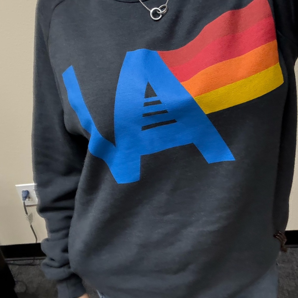 Aviator Nation Gray Sweater with Blue and Red Accents